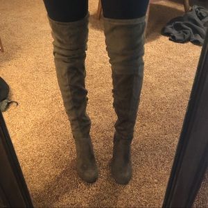 Desk green thigh high boots